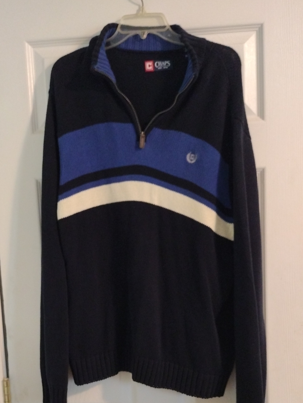 Chaps Men’s Navy, Blue & Cream Zip Sweater